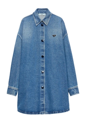 Prada triangle-logo denim shirt - Blue