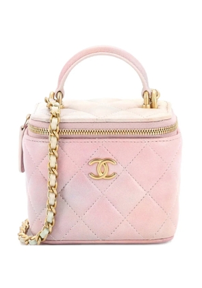 CHANEL Pre-Owned Classic Top Handle Vanity Case with Chain Quilted Lambskin Mini crossbody bag - Blue