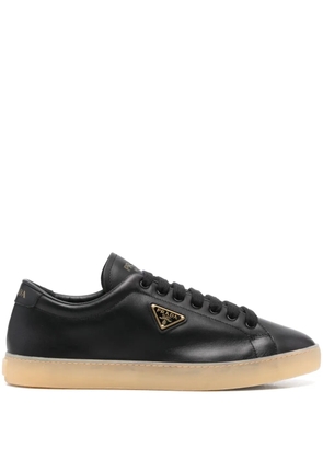 Prada enamel triangle-logo sneakers - Black