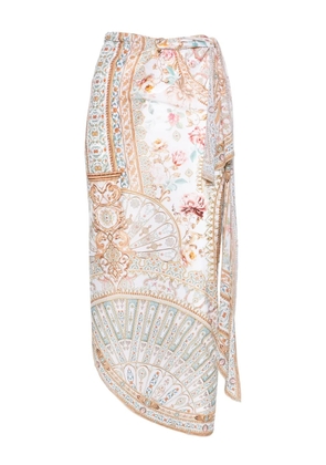 Camilla floral-print wrap beach cover-up - White