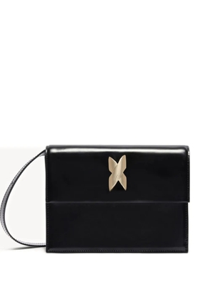 Genny medium flap-front clutch bag - Black