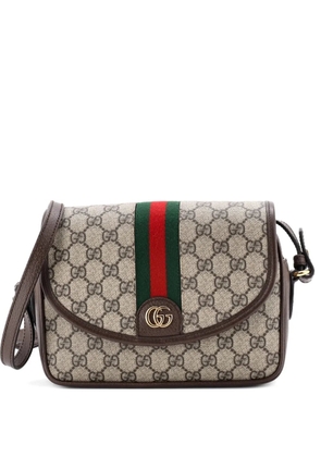 Gucci Pre-Owned Ophidia Flap Shoulder Bag GG Coated Canvas with Leather Small crossbody bag - Brown
