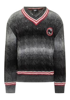 GCDS Kittho cable-knit V-neck sweater - Black