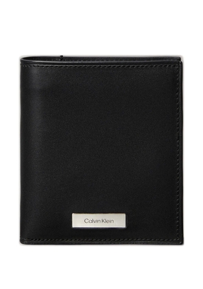 Calvin Klein logo-plaque trifold leather wallet - Black