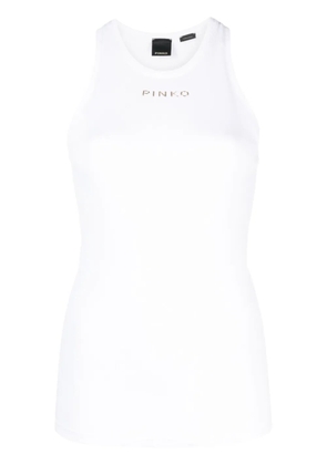 PINKO logo-print ribbed tank top - White