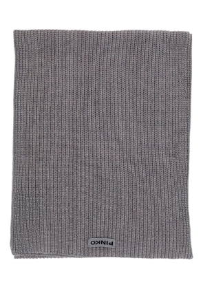 PINKO ribbed logo-label scarf - Grey
