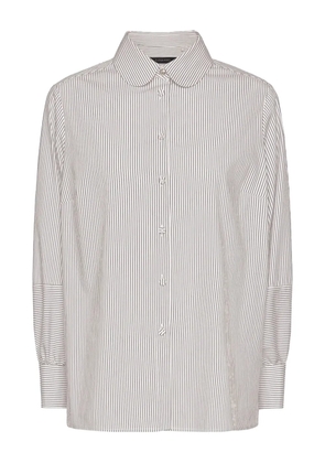 ELENA MIRO` striped round-collar shirt - White