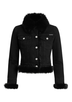 Dolce & Gabbana faux fur-trimmed denim jacket - Black