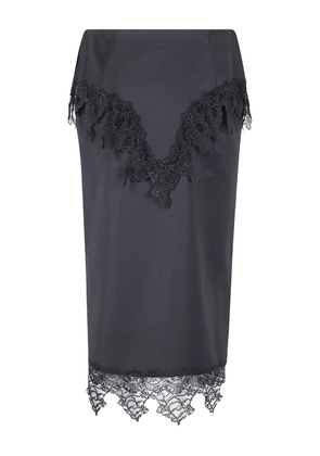 Blumarine lace-trimmed pencil midi skirt - Black