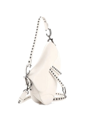 Christian Dior Pre-Owned Saddle Handbag with Strap Studded Leather Medium shoulder bag - White
