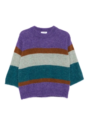 Niu Ume striped crew-neck sweater - Purple