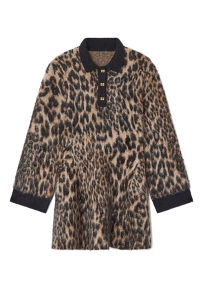 GANNI leopard-print button mini dress - Neutrals