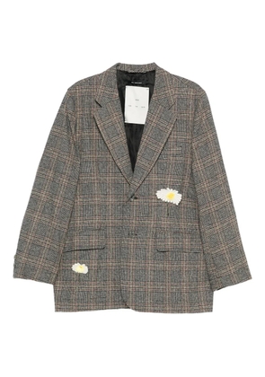 Song For The Mute floral-appliqué plaid blazer - Grey