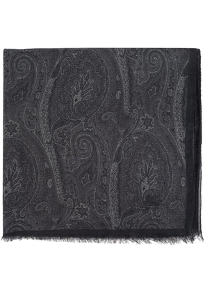 ETRO paisley-print frayed-edge scarf - Grey