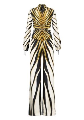 Roberto Cavalli Ray of Gold print silk jumpsuit - Neutrals