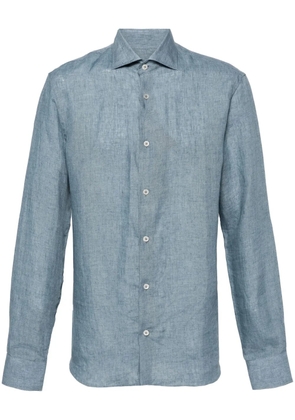 Moorer Roman-HR linen shirt - Blue
