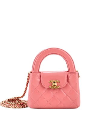 CHANEL Pre-Owned Kelly Top Handle Shopping Bag Quilted Shiny Aged Calfskin Nano crossbody bag - Pink