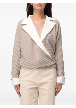 LIU JO ribbed collar top - Neutrals