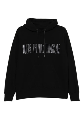 sacai slogan-embroidered hoodie - Black