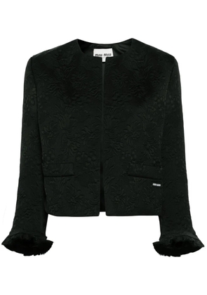 Miu Miu floral-matelessé cropped jacket - Black