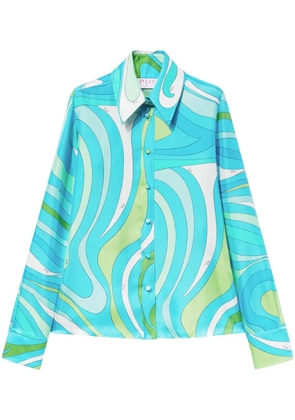 PUCCI Marmo-print silk shirt - Blue