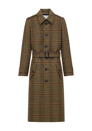 Saint Laurent Prince of Wales check belted coat - Brown