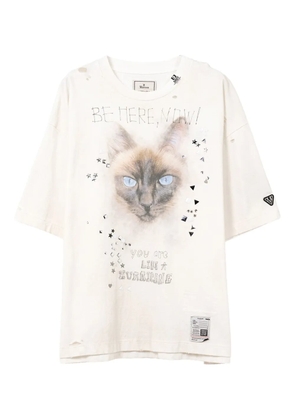 Maison MIHARA YASUHIRO cat-print distressed T-shirt - White