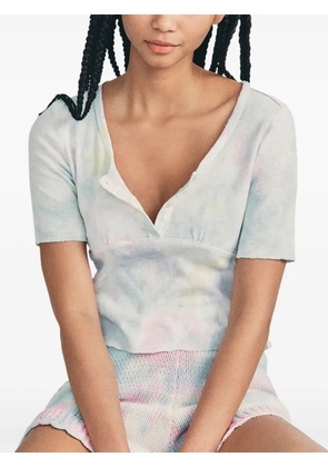 LoveShackFancy tie dye-pattern button T-shirt - White