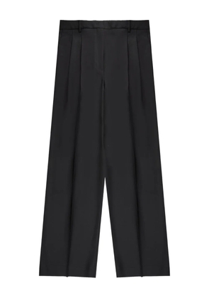 slowear pleated front wool straight trousers - Black