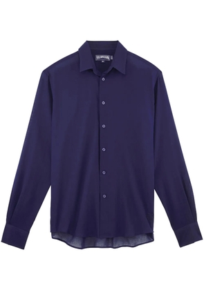 Vilebrequin Caracal Turtle-embroidered voile shirt - Blue