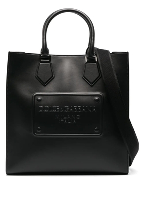 Dolce & Gabbana logo-embossed leather tote bag - Black