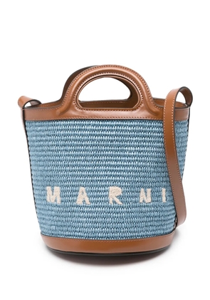 Marni logo-embroidered bucket bag - Blue