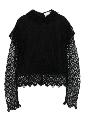 ISABEL MARANT Ludivine lace-trimmed ruffled top - Black
