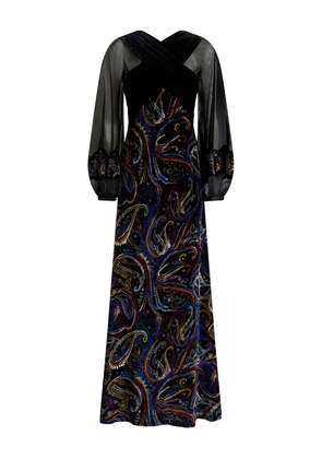 ETRO wide puff sleeves maxi dress - Black