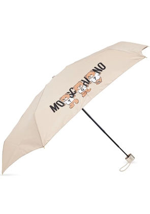 Moschino teddy bear-logo print compact umbrella - Neutrals