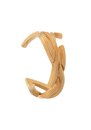 Saint Laurent monogram textured cuff bracelet - Gold