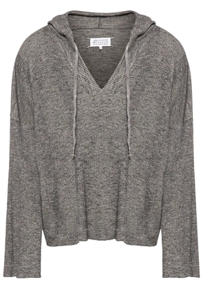 Maison Margiela V-neck knitted hoodie - Grey