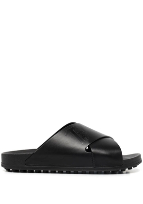 Tod's logo-debossed leather slides - Black