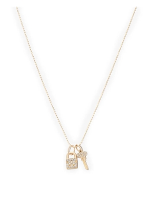 Sydney Evan 14kt yellow gold lock key diamond pendant necklace