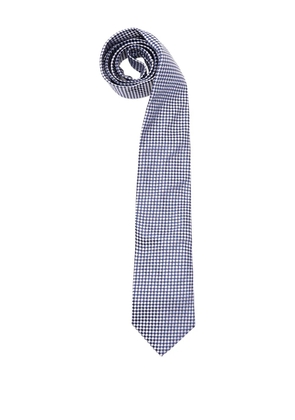 Brunello Cucinelli checkerboard-patterned silk tie - Blue