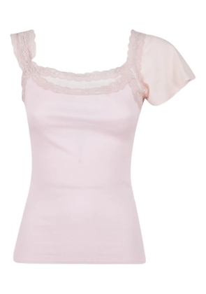 August Barron lace-trim top - Pink