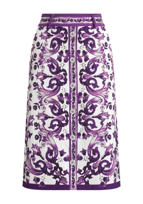 Dolce & Gabbana graphic-print midi skirt - White