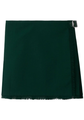 Burberry frayed-edge wool pleated skirt - Green