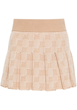 MISBHV monogram-jacquard pleated mini skirt - Neutrals