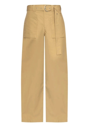 Jil Sander embroidered logo cotton trousers - Neutrals
