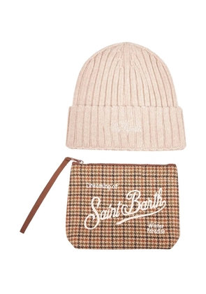 MC2 Saint Barth Aline clutch bag and Wengen beanie hat set - Neutrals