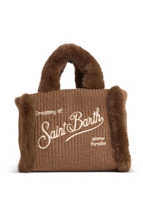MC2 Saint Barth Colette shearling-trim knitted tote bag - Brown