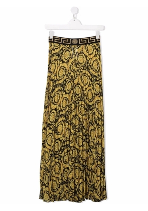 Versace pleated floral baroque-print skirt - Black