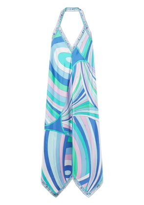 PUCCI Iride-print halterneck silk dress - Blue