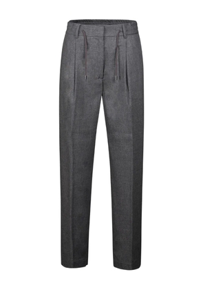 Moorer drawstring-waist pleated trousers - Grey